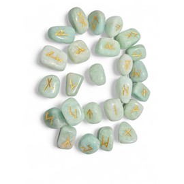 Green Aventurine Rune Stones Set with Elder Futhark Alphabet Engraved Symbol 25 pcs Set for Feng Shui Chakra Balancing Reiki Healing Crystal Runes Stones Set Size: 15-20 mm (Green Aventurine)