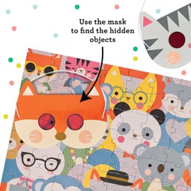 Petit Collage Animal Festival Decoder Children’s Puzzle, 100-Pieces – Jigsaw Puzzle for Kids – Includes Glasses to Uncover Hidden Objects – Animal Puzzle for Ages 4+, Makes a Great Gift Idea