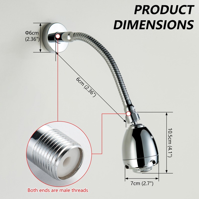 DOUBLUOEG Chrome 11.8 Inches Shower Head with Adjustable Shower Arm,