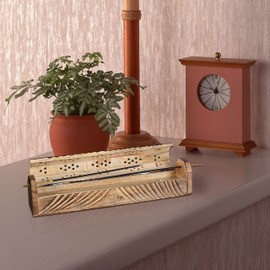 Wooden Coffee Incense Holder, Incense Stick Holder Perfect for Room Décor, Spiritual Décor Aeromatherapy, Wooden Incense Burner Holder with Storage Compartment - 12 Inch Natural