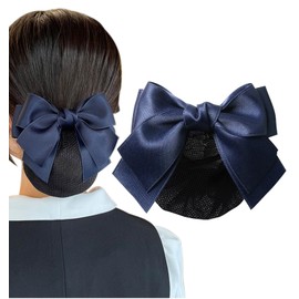 Herbeluemily HM-0127-R04-A-NV Chignon Net, Barrette, Ribbon, Net, Easy Bun Net, Bun Cover, For Ceremonies, Fine Mesh x Navy