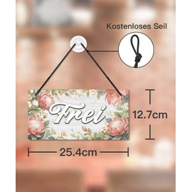 Putuo Decor Free/Occupied Door Sign - Vintage Toilet Sign Printed on Both Sides with Floral Motif for Toilet Bathroom Office