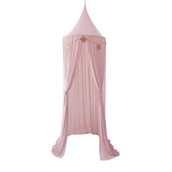 Spinkie Sheer Canopy In DUSTY PINK + Star Garland, Gold Stars