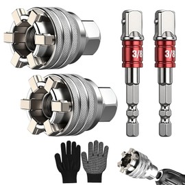 HYLEBOR Multi-Function Universal Socket Wrench Tool, 2 Pack 10mm-19mm Universal Maintenance Tool for 3/8" Drive Ratchet, Torque Wrench, Power Drill, Adjustable Socket Wrench with Power Drill Adapter