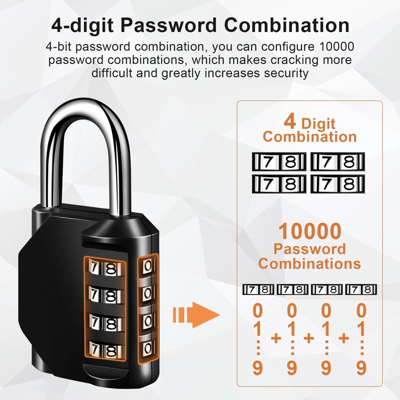 Skaaisont AMMS0729 Padlock Combination Lock, Black