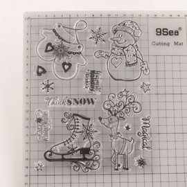 Snow Winter's Wishes Holiday Wishes Snowman Snowflakes Deer Elk Gloves Rubber Stamps Clear Stamps for Christmas Card Making Decoration and DIY Scrapbooking Rubber Stamps for Crafts