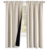 KEQIAOSUOCAI 100 Pct Blackout Curtains with Black Liner for Bedroom