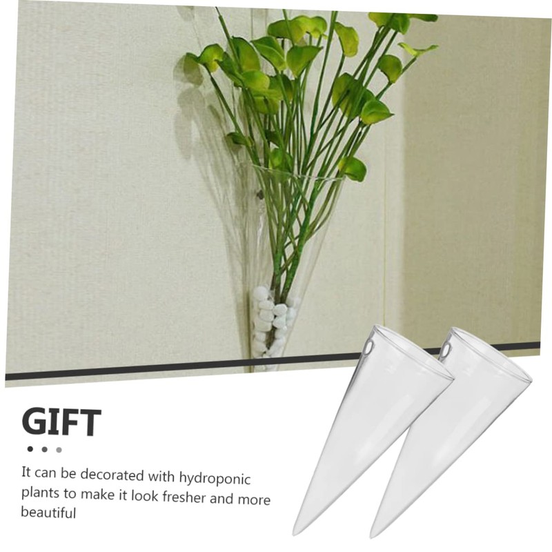 RORPOIR 2Pcs Wall-mounted Cone Vase Hydroponic Planter Clear Decorative Hanging
