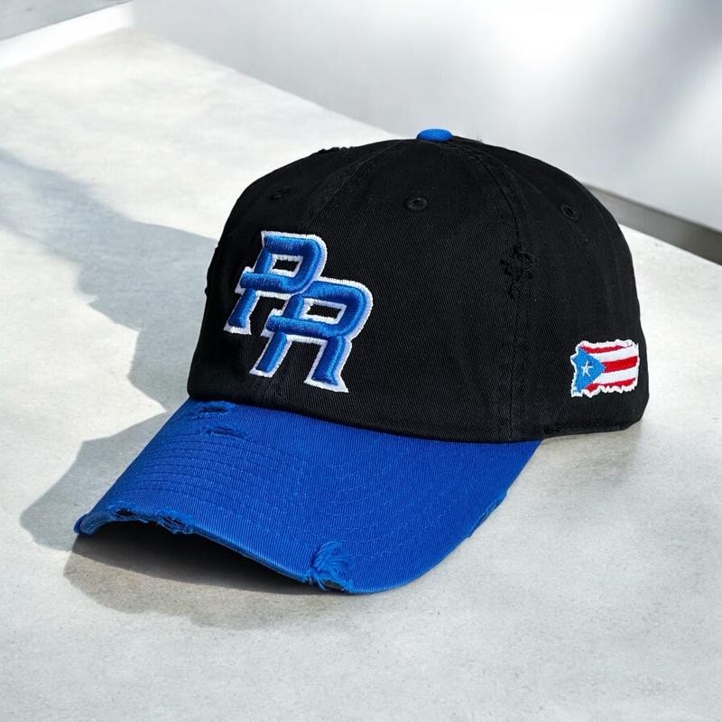 Puerto Rico Distressed Dad Hats Metal Buckle:_Light Denim Heart
