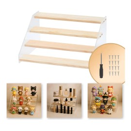 Organizador De Maquillaje Acrílico Panel De Madera 4 Capas