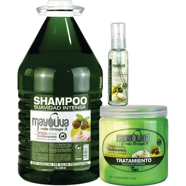 Mayoliva Shampoo 1 Gallon, Mayoliva Treatment 36 oz, Mayoliva Gotas