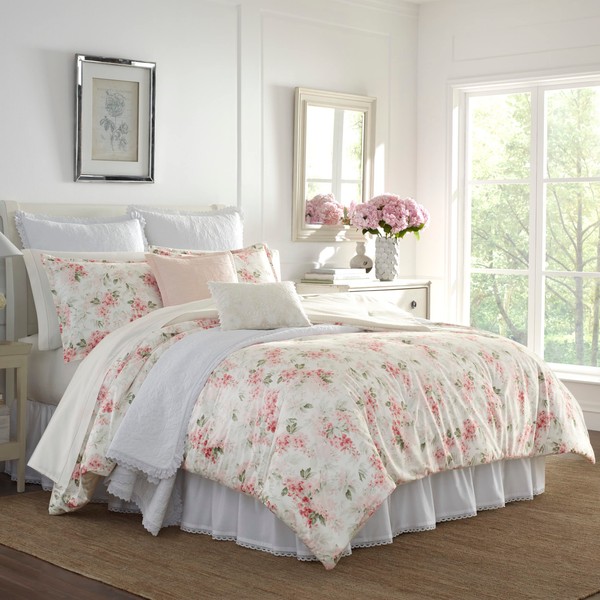Laura Ashley Home - King Comforter Set, Luxury Bedding with Matching Shams, Stylish Home Decor for All Seasons (Wisteria Pink, King), Blush