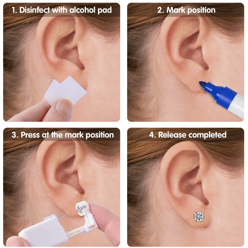 Ear Piercing Kit, Anzero 2 Pcs Disposable Ear Piercing Gun