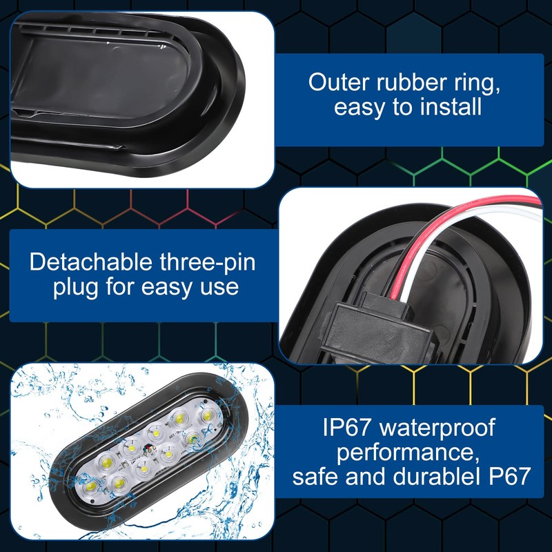 Yexiya 12 Pack Oval LED Trailer Light Kit - 10
