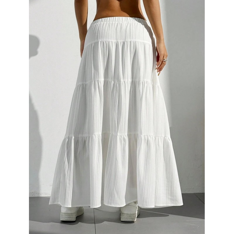 Xuani Maxi Skirts for Women Ruffle Hem A Line Long