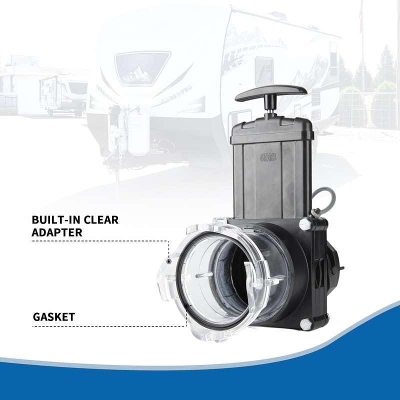 GLOBIZ Twist-On Waste Valve RV Gate Valve with Built-in Clear