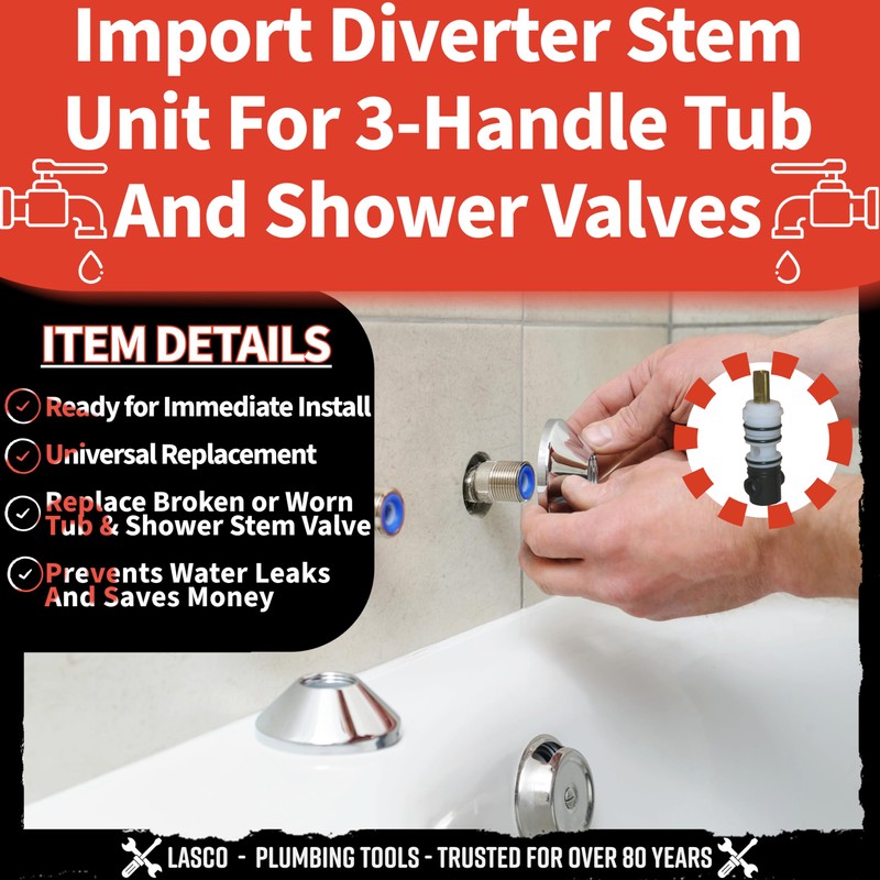 Lasco S-735-4T Import Diverter Stem ,0489,Delex Pattern Broach, For 3