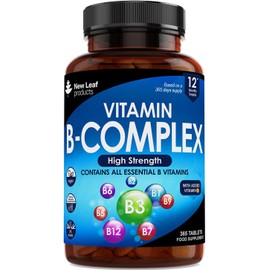 Vitamin B Complex - 365 Small Tablets (One Year Supply) High Strength All 8 B Vitamins B1-B2-B3-B5-B6-B12, Biotin, Folic Acid and Vitamin C - Reduction of Tiredness, Energy & Immune Support - UK Made