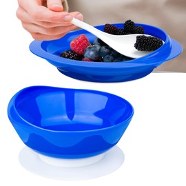 Spill Proof Scoop Plate and Bowl with Non-Skid Suction Base, Adaptive Self-Feeding Dinnerware for Elderly and Disabled