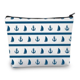 Nautical Anchor Makeup Cosmetic Bag Nautical Anchor Gifts for Women Sailors Gifts for Sea Lover Navy Makeup Travel Bag (Nautical Anchor Bag)