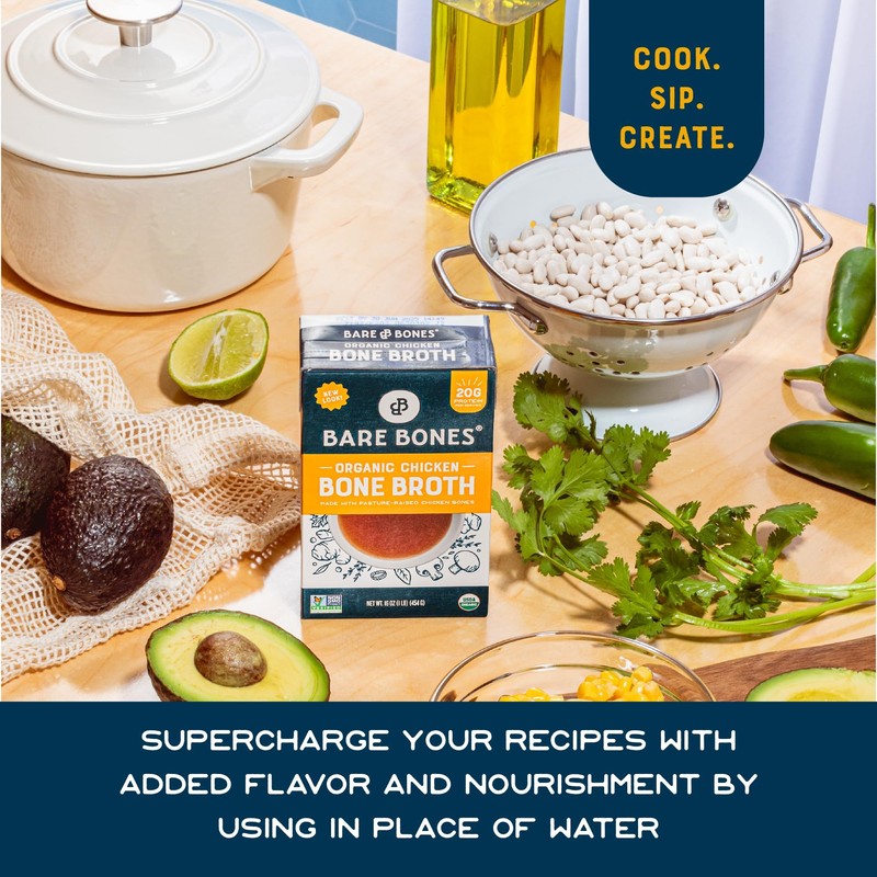 Bare Bones Organic Chicken Bone Broth | Pasture Raised Protein