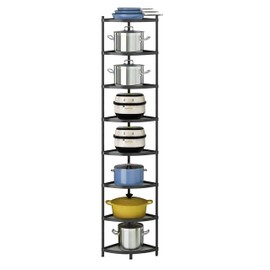 ZANIYO Kitchen Corner Shelf Rack, Multi-layer Pot Rack Storage Organizer Metal Shelves Holder (8 Tier)