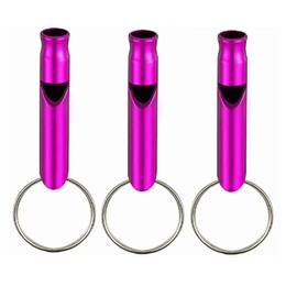 TECHZOCO Survival Whistle, Emergency Whistle, Sports Whistle, Trainer, Pet Whistle, Aluminum Alloy for Outdoor Activities, Pack of 3, Pink