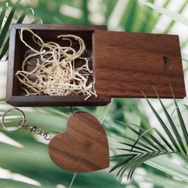 Genérico Unidad Flash USB de corazón de Madera de 64GB con Caja de Madera, Regalo Ideal para Cualquier ocasión.