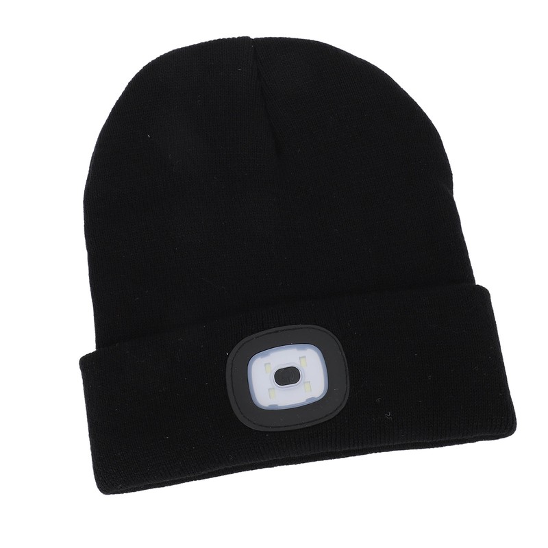 LED Beanie Hat Adjustable Brightness USB Rechargeable Soft Warm Knitted