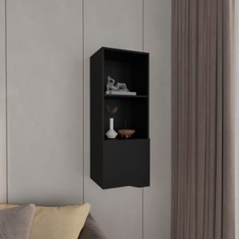 TREATLIFE HOME Compact Storage Wall Cabinet with One Door and Two Open Shelves, Modern Design, Sleek White Finish, for Bathrooms or Kitchens