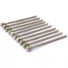 JINGLING 10Pcs 1/4" inch Diamond Ball Burrs 6mm Round Head Grinding Bits Tools for Stone