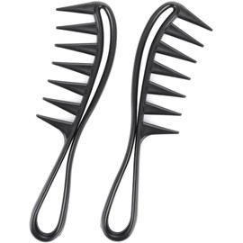 COMNICO Wide Tooth Comb, 2 Pcs Large Tooth Combs Professional Salon Shark Teeth Anti-Static Hair Combs Hairstyle Tool Accessories for Men Women Thick Wet Long Hair Wavy Wigs