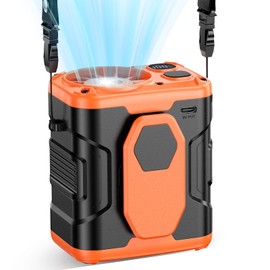 coldSky Upgrade Portable Waist Fan Clip On, 10000mAh Rechargeable Wearable Belt/Neck Personal Fan with Light, 5 Speeds Strong Airflow Cooling for Outdoor Jobsite Camping Travel