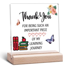 Teacher Appreciation Gifts Acrylic Plaque Teacher Thank You Graduation Gifts Ideas from Students Retirement Clear Desk Decorative Sign Christmas Birthday Acrylic Sign With Wooden Stand for Table Shelf