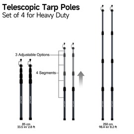 SANLIKE Tent Poles for Tarp, 98 in Tarp Poles Set of 2, Tent Poles Replacement, Telescoping Pole, Canopy Poles, Camping Poles for Rooftop Tents, Trekking Pole Tent for Rain Fly, Camper, Awning – Black
