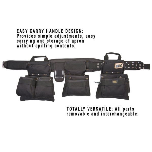 CLC Custom Leathercraft 5605 Professional Carpenters Combo Tool Belt, Black, 18 Pocket
