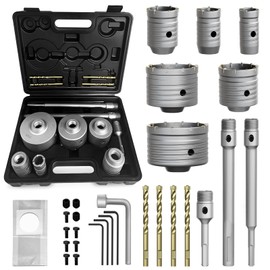 METOTY 31Pcs Concrete Hole Saw Set, 30/40/50/65/80 100mm Masonry Hole Saw with SDS Plus & Max Shank Drill Bit Sets, Masonry Hole Saw Tool Set for Concrete,Brick,Cement,Stone,Wall Drilling.