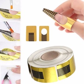 100PCS Nail Art Tips Golden Extension Forms Guide DIY Tool Acrylic UV Gel US