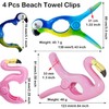 Paifeancodill 4 Pcs Beach Towel Clips, Parrot & Flamingo Towel