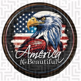 Ideal Patriot Woodcraft America The Beautiful Patriotic Sign Wall Hanging Man Cave Wooden Barrel Head