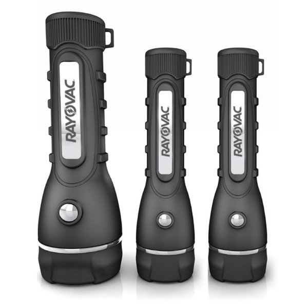 Rayovac LED Flashlight 3 Pack, Rubber Grip Flash Light Set with Batteries Included - Perfect for Power Outages, Emergency Situations, Camping, Hiking, Dog Walking (3 Pack)