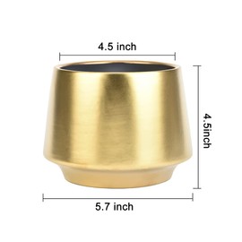Decor Trends Gold Planter Flower Pots 6 inch Decorative Plant Pots for Indoor Gold Brass Succulent Plant Pots Containers (Dia 6 inch), Small 5.9‘’