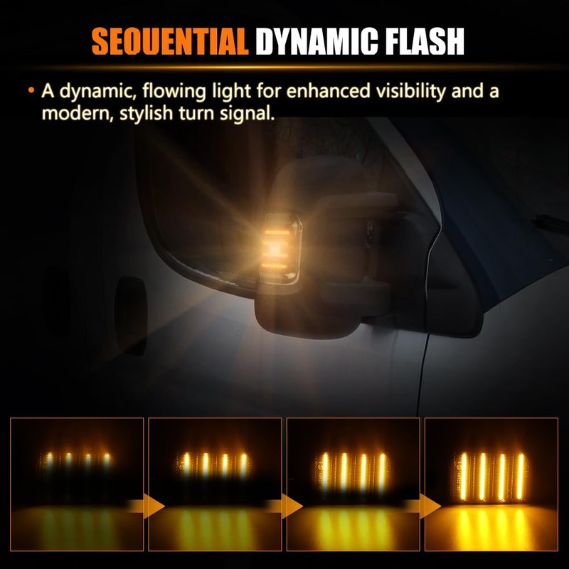 ATROVI LED Sequential Side Mirror Marker Lights for 2014-2023 DODGE