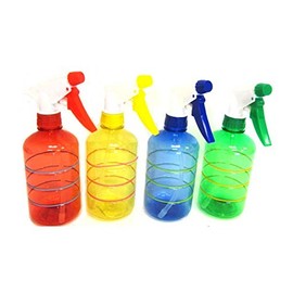 Pet Plastic Spray Bottle with Ring & Lid. 4 Colors, Case of 24