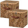 VinneGenzz 2PCS Storage Cubes with Zipper Lid 11 Inch Leopard