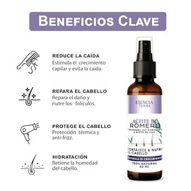 Aceite de romero para el crecimiento del cabello - Anticaída - Repara cabello seco y maltratado | Hidrata, nutre, fortalece | 60 ml |
