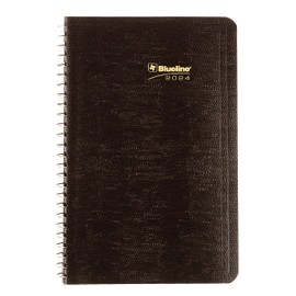 Blueline 2024 Essential Daily Planner, Appointment Book, 12 Months, January to December, Spiral Binding, 8" x 5", Black (C1504.81T-24)