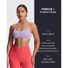 Aoxjox Women's Workout Sports Bras Fitness Ivy Low Impact Bra Yoga Crop Tank (Purple Heather, Medium)