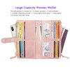 nuoku RFID Wallet Women Travel Double Zip Wristlet Purse Crossbody
