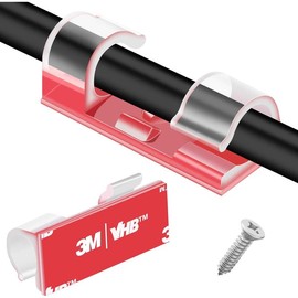 50 count Medium Self Adhesive  Clips Clear,Wire Clips  Management Wire Organizer Cord Holder for Under Desk, , Wall, TV PC Ethernet - Color: Clear, Size: Large-35pcs